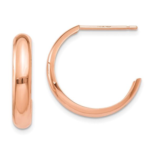 Kazi Luxury 14k Rose Gold Polished Hoop Earrings